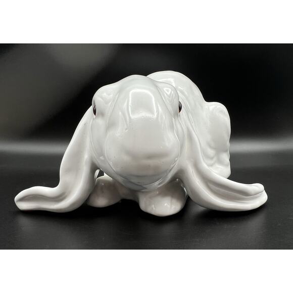 Earth Needs California Art Pottery Terracotta White Bunny Rabbit with Glass Eyes - Picture 8 of 11